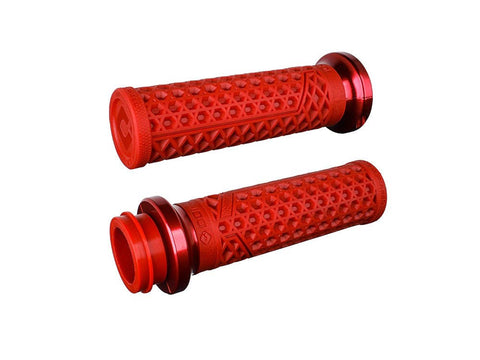 Vans Signature Lock-On Handgrips - Red/Red. Fits H-D 2008up with Throttle-by-Wire. - Bobber Daves Custom Cycles