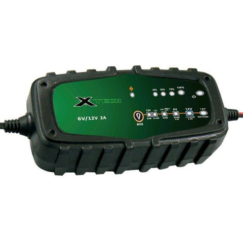 XTech Battery Charger - 6V & 12V 2AMP Lithium/Lead - Bobber Daves Custom Cycles
